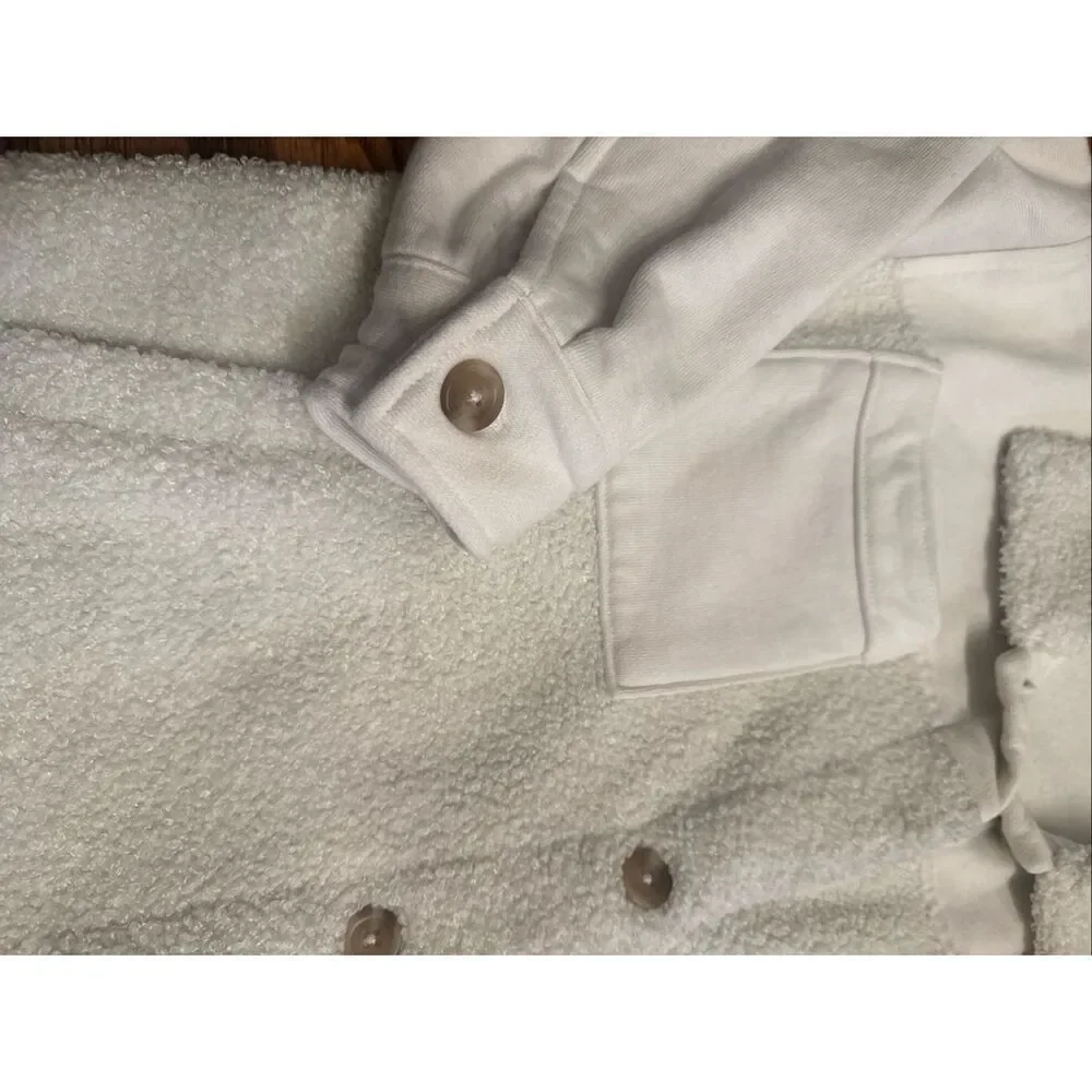 Goumi White Alabaster Sherpa Long Sleeve Button Down Farm Shacket Size‎ 5T-6T